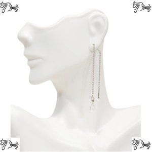 Threader Chain Earrings Clear AB Picasso Teardrop on Silver Dain…